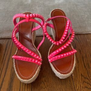 Christian Louboutin Wedges - studded Neon Pink